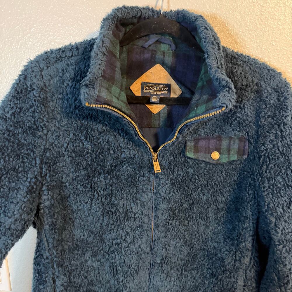 Pendleton Flannel Lined Sherpa Pullover Blue Women's Size M